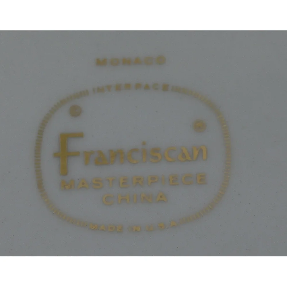Set of 6 Franciscan Masterpiece China Monaco Bread Butter Plates Gold Red Trim